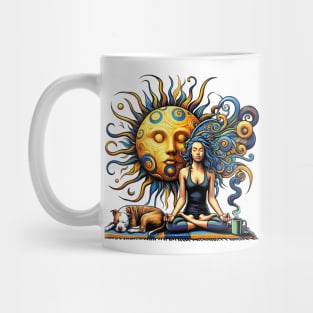 Zen Woman Pit Bull and Coffee Meditation Mug